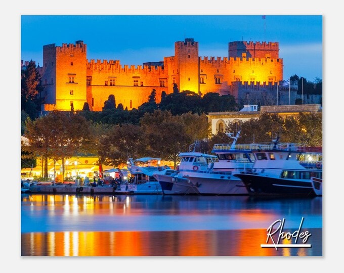 Rhodes Greece Travel Poster Wall Art | Rhodes Skyline Home Decor | Rhodes Coastal Print Horizontal | Rhodes Beach Hangings Photo Present