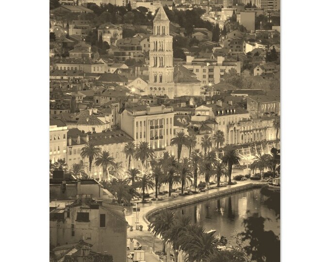 Vintage Split Croatia Poster | Retro Split Black White Sepia Print | Split City Wall Art Home Decor | Vertical Split Coast Art Travel Photo