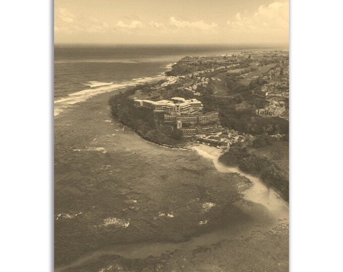 Vintage Hanalei Hawaii Poster Print | Retro Hanalei Beach Sepia Photo Gift | Hanalei Wall Art Home Decor | Vertical Hanalei Travel Poster