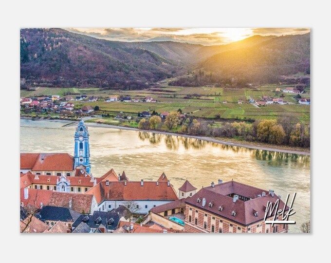 Melk Austria Poster Print Wall Art | Melk Sunset Wachau Valley Home Decor | Melk Danube River Horizontal | Melk Hangings Travel Photo Gift
