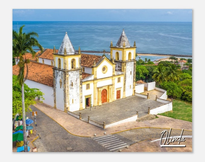 Olinda Brazil Travel Poster Wall Art | Olinda Se Cathedral Home Decor | Olinda Skyline Digital Coast Print | Olinda Palm Trees Photo Present