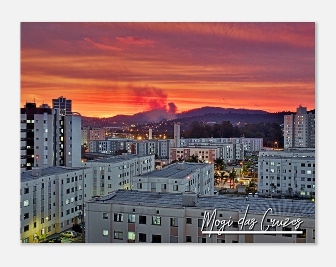 Mogi das Cruzes Brazil Travel Poster Wall Art | Mogi das Cruzes Sunset Home Decor Print | Mogi das Cruzes Cityscape Hangings Photo Present