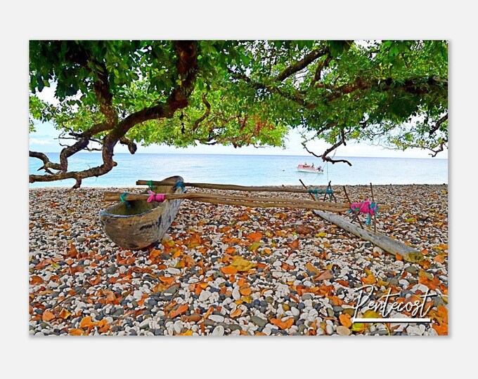 Pentecost Vanuaty Travel Poster Wall Art | Pentecost Traditional Canoe Home Decor | Pentecost Beach Print | Pentecost Horizontal Photo Gift