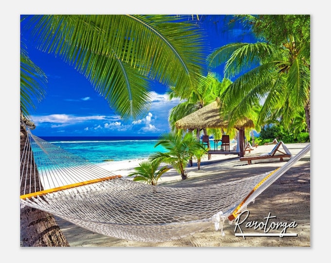 Rarotonga Cook Islands Poster Wall Art | Rarotonga Hanging Swing Home Decor Digital Print | Rarotonga Sea Landscape Hangings Travel Photo