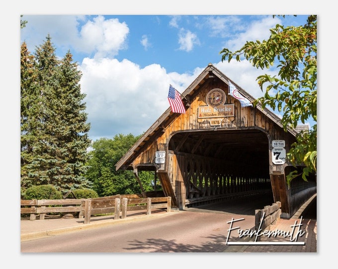 Frankenmuth Michigan Poster Print Wall Art | Frankenmuth MI Bridge Home Decor Print | Frankenmuth Summer US Hangings Travel Photo Present