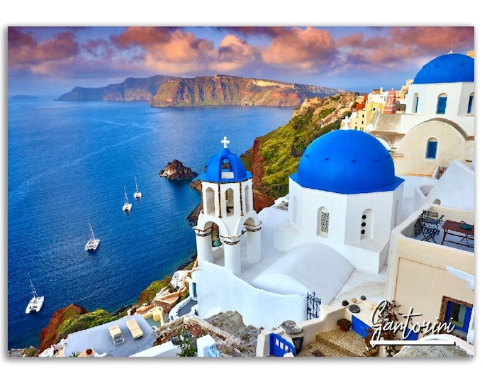 Santorini Poster Print Wall Art | Santorini Home Decor | Santorini Digital Print | Santorini Horizontal | Santorini Hangings Travel Photo