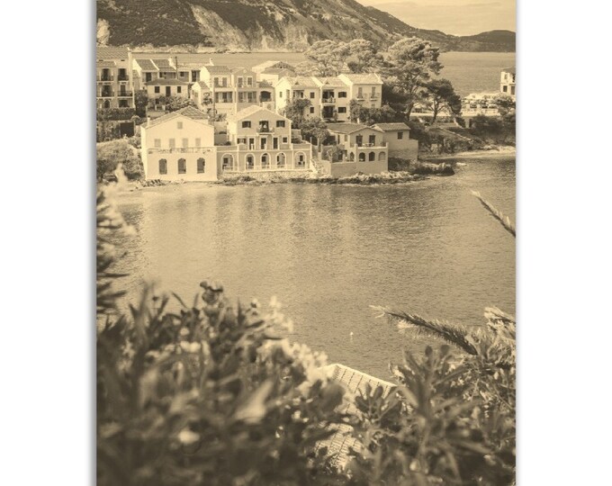 Vintage Kefalonia Poster Print | Retro Kefalonia Sepia Photo Gift | Kefalonia Wall Art Home Decor | Vertical Kefalonia Travel City Poster