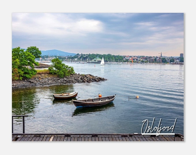 Oslofjord Norway Travel Poster Print Wall Art | Oslofjord Coast Home Decor | Oslofjord Boats Print Horizontal | Oslofjord Colorful Photo