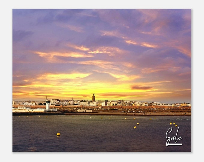 Sale Morocco Travel Poster Wall Art | Sunset over Sale Home Decor | Sale Coast Digital Print | Sale Town Horizontal | Sale Hangings Photo