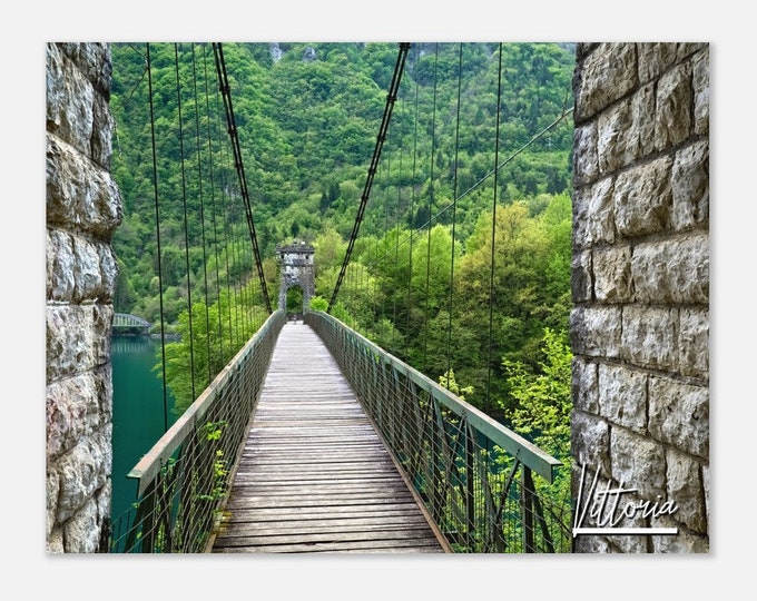 Vittoria Italy Travel Poster Wall Art | Vittoria Wooden Bridge Home Decor | Vittoria Lake of Corlo Print Horizontal | Vittoria Hanging Photo