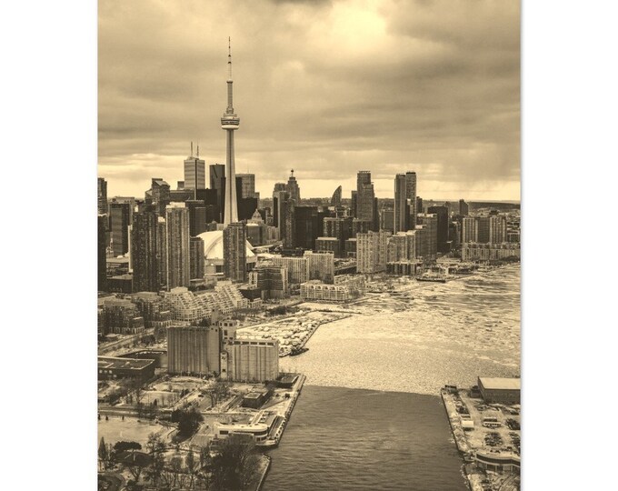 Vintage Toronto Canada Travel Poster Print Wall Art | Retro Toronto City Home Decor | Toronto Town Print Vertical | Toronto Sepia Photo