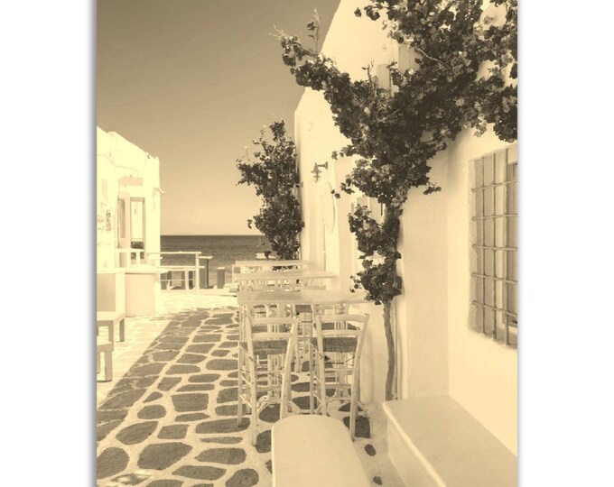 Vintage Paros Greece Poster Print | Retro Paros Mediterranean Sepia Photo Gift | Paros Wall Art Home Decor | Vertical Paros Travel Poster
