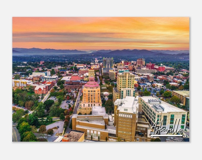 Asheville North Carolina Skyline Cityscape Poster Print Wall Art | Asheville Home Decor Gift Collectible | Asheville Horizontal Travel Photo