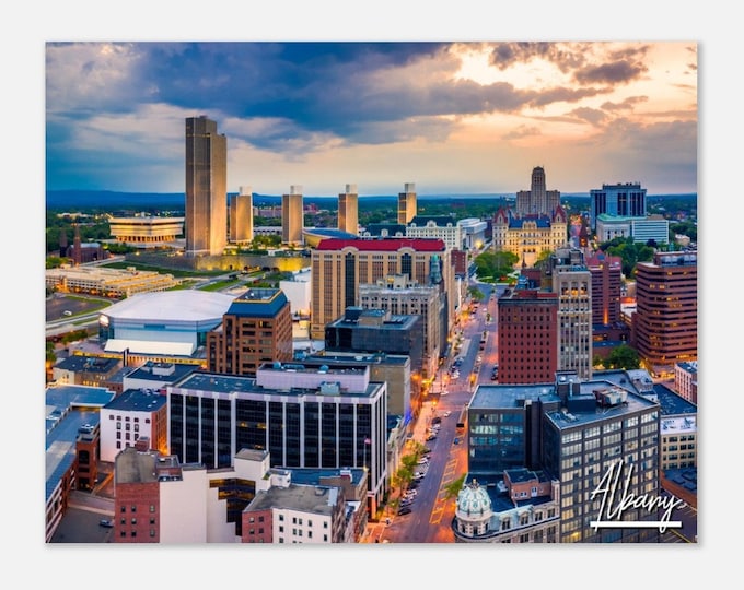 Albany New York Poster Print Wall Art | Albany Skyline Home Decor Gift | Albany Night Prints Collectibles | Albany Horizontal Travel Photo