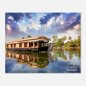 Kerala India Poster Wall Art | Kerala Home Decor | Kerala Houseboat Digital Print | Kerala Horizontal | Kerala River Hangings Travel Photo