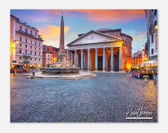 Pantheon Rome Travel Poster: Sunrise Facade Print