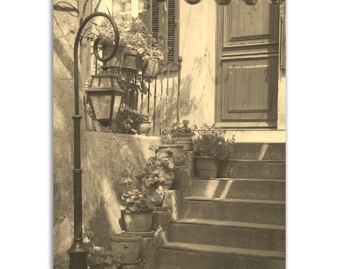 Vintage Saint-Tropez France Home Print | Retro Old Saint-Tropez Black White Sepia Photo Gift | Saint-Tropez Wall Art Decor | Vertical Poster