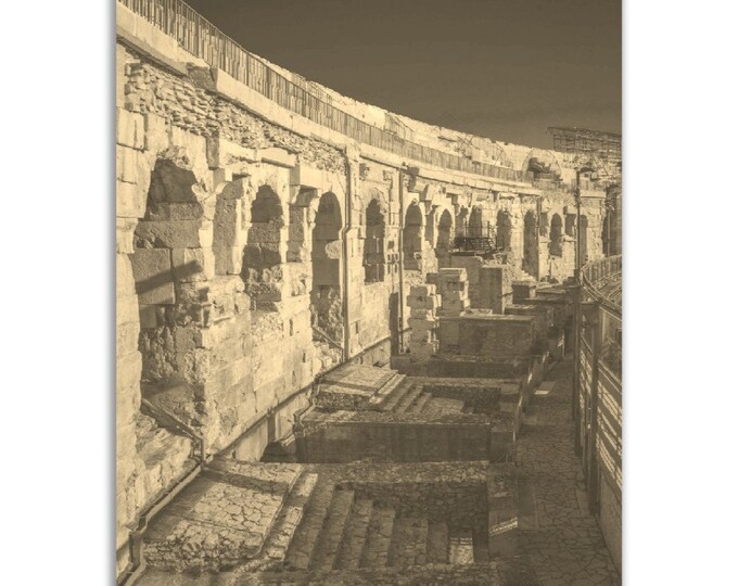 Nimes Poster Vintage France Print | Retro Nimes Historical Sepia Photo Gift | Nimes Wall Art Home Decor Vertical Nimes Travel City Souvenir