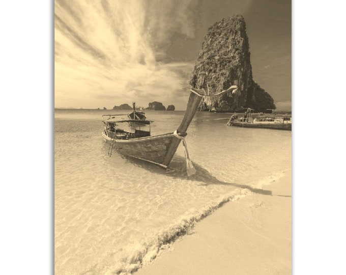 Phuket Poster Thailand Vintage Print | Retro Phuket Beach Sepia Photo Gift | Phuket Wall Art Tropical Home Decor | Vertical Travel Souvenir