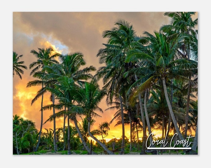 Coral Coast Fiji Poster Wall Art | Tropical Coral Coast Sunset Home Decor | Palm Trees Digital Print | Coral Coast Hangings Travel Photo Art