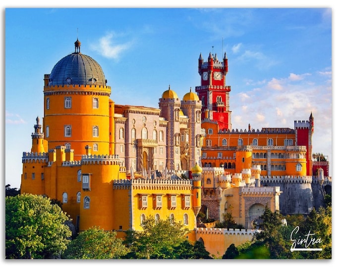 Sintra Portugal Poster Print Wall Art Decor | Pena National Palace Castle Photo Summer Decoration | Adventure Gift | Horizontal Photography