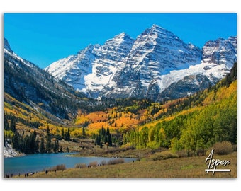 Aspen Colorado Mountain Landscape Poster Print: Travel Wall Art