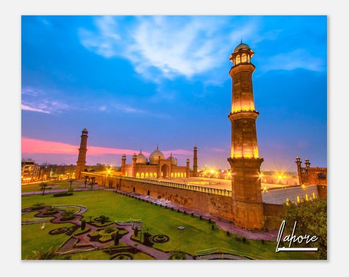 Lahore Pakistan Poster Print Wall Art | Lahore Badshahi Mosque Home Decor | Lahore Digital Print | Lahore Evening Hangings Travel Photo Gift