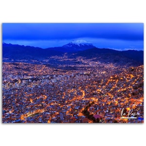 La Paz Poster Print Bolivia Wall Art | La Paz Skyline Photo Home Decoration | La Paz Traveler Birthday Gift | La Paz Horizontal Photography