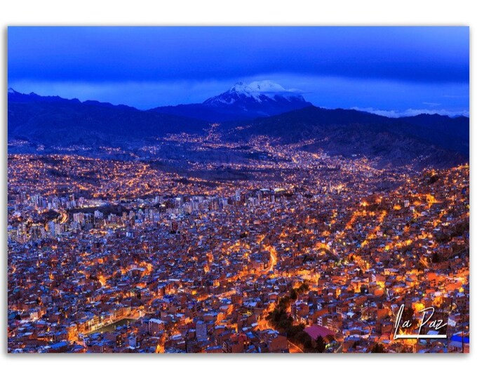 La Paz Poster Print Bolivia Wall Art | La Paz Skyline Photo Home Decoration | La Paz Traveler Birthday Gift | La Paz Horizontal Photography