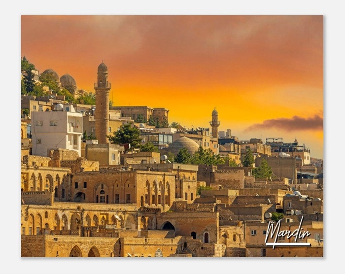 Mardin Turkey Travel Poster Print Wall Art | Mardin Mardin Castle Home Decor | Mardin Print Horizontal | Mardin Ancient Stone Houses Photo