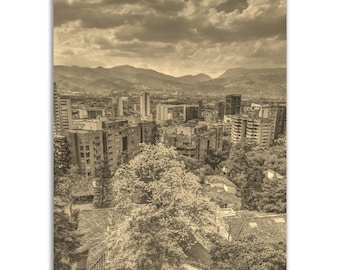 Medellin Colombia Vintage Sepia Poster: Retro Travel Print