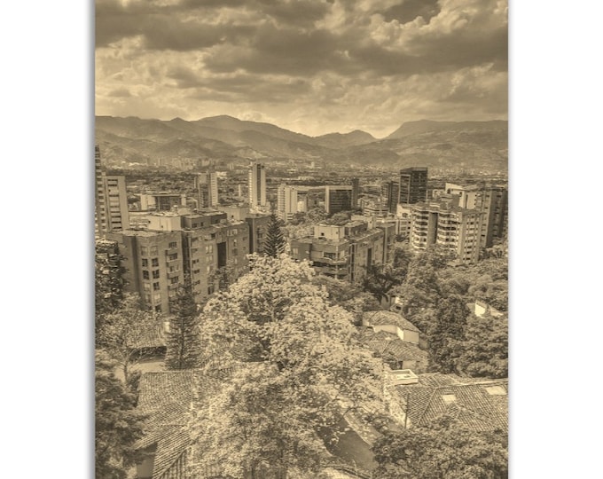 Medellin Poster Colombia Vintage Print | Retro Medellin Sepia Photo Gift | Medellin Wall Art Home Decor | Vertical Medellin Travel Souvenir