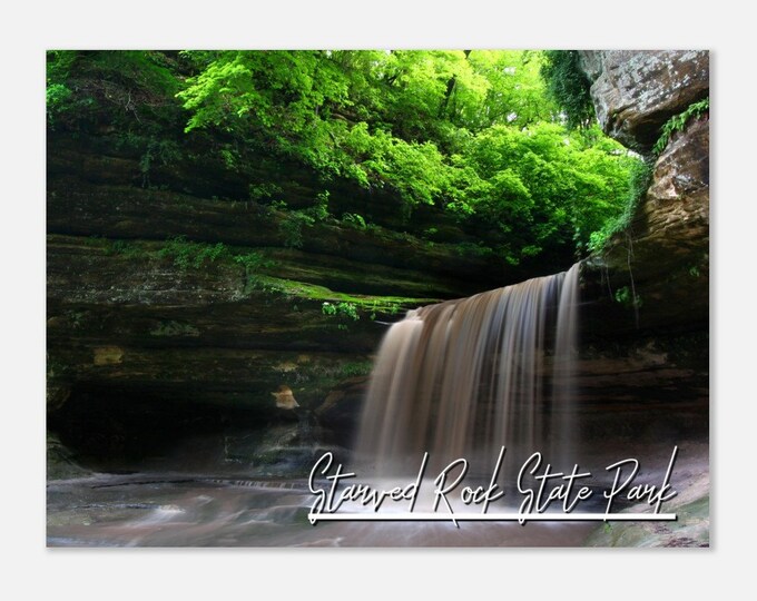 Starved Rock State Park Illinois Poster Print Wall Art | Waterfall Home Decor Gift Hanging | Nature Prints Horizontal IL Travel Photo Prints