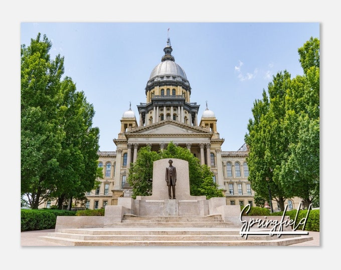 Springfield Illinois Poster Print Wall Art | Springfield Illinois State Capitol Home Decor Print Springfield IL Hanging Travel Photo Present