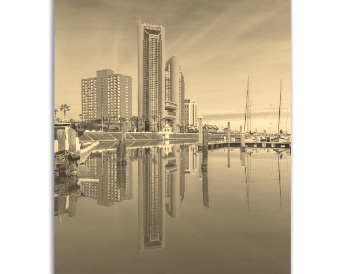 Corpus Christi Poster Texas Vintage Print | Retro Corpus Christi City Sepia Photo Gift | Corpus Christi Wall Art Home Decor Vertical Poster