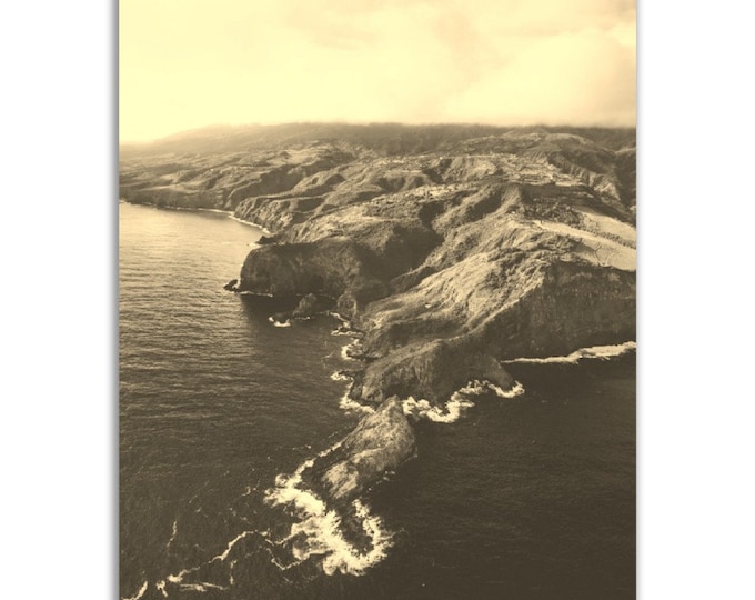 Maui Poster Vintage Print | Retro Hawaii Sepia Photo Gift | Tropical Wall Art Coast Home Decor | Vertical Maui Travel Present Souvenir Photo
