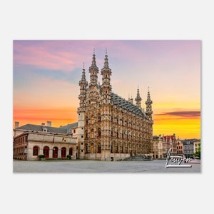 Leuven Belgia Plakat Wydruk Ścienny Sztuka | Leuven Ratusz Wystrój Domu | Leuven Wydruk Cyfrowy | Leuven Poziomy | Leuven Zawieszki Podróże Zdjęcie