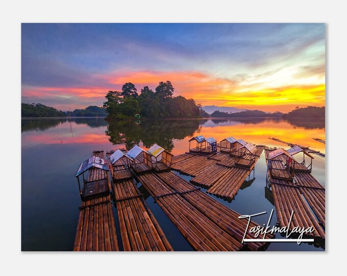 Tasikmalaya Indonesia Travel Poster Print Wall Art | Tasikmalaya Raft Home Decor | Tasikmalaya Sunset Horizontal Print Hanging Photo Present