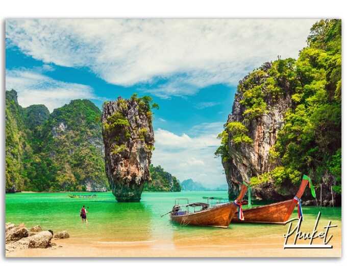 Phuket Poster Thailand Print Wall Art | Phuket Beach Home Decor Gift Hangings | Thai Digital Prints Collectibles | Horizontal Travel Photo