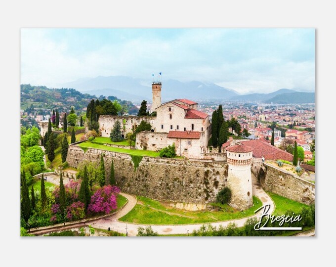 Brescia Italy Poster Print Wall Art | Brescia Cidneo Hill Home Decor | Brescia Skyline Print | Brescia Medieval Castle Hanging Travel Photo