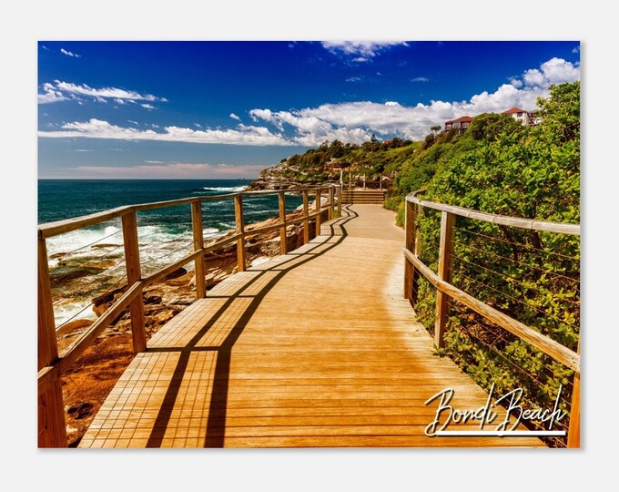 Bondi Beach Australia Travel Poster Wall Art | Bondi Beach Coastal Home Decor | Bondi Beach Digital Print Pedestrian Bridge Photo Present