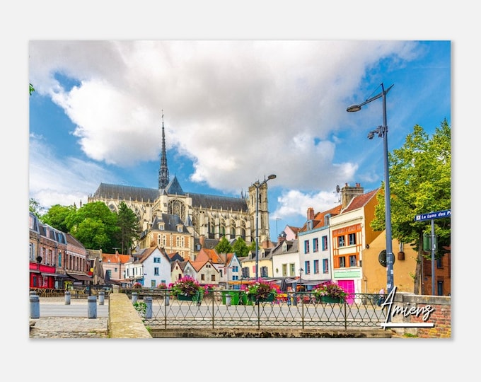 Amiens France Poster Print Wall Art | Amiens City Skyline Home Decor |  Amiens Cathedral Print Horizontal | Amiens Hanging Travel Photo Gift