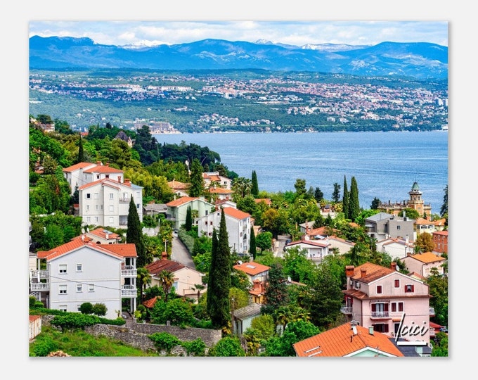 Icici Croatia Travel Poster Wall Art | Icici Coastal Town Home Decor | Icici Digital Print | Icici Mountains Horizontal Hangings Photo Gift