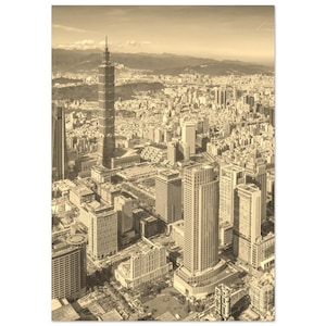 Vintage Taiwan Travel Poster Print Wall Art | Retro Taiwan Town Home Decor | Taiwan Cityscape Print Vertical | Taiwan Sepia Photo Present