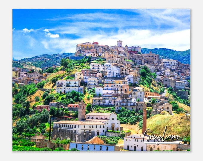 Corigliano Italy Poster Print Wall Art | Corigliano Medieval Village Home Decor | Corigliano Cityscape Poster Print Mountain Travel Photo