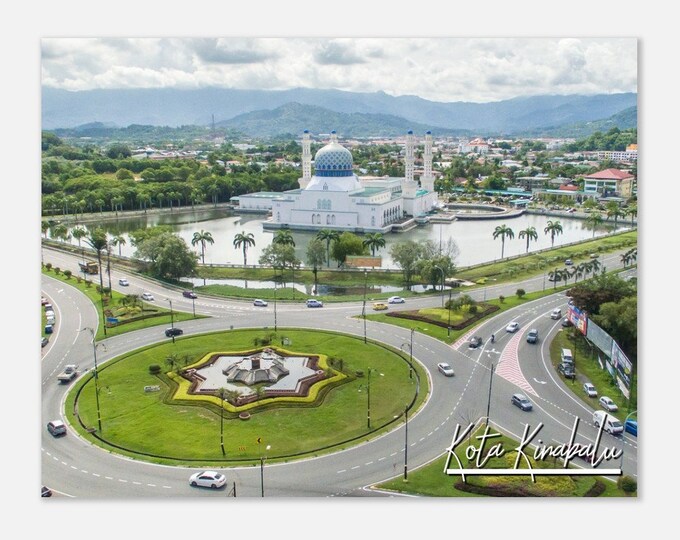 Kota Kinabalu Malaysia Poster Print Wall Art | Kota Kinabalu Road Home Decor | Kota Kinabalu Skyline Print | Kota Kinabalu Travel Photo