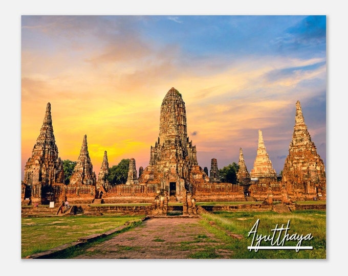 Ayutthaya Thailand Poster Wall Art | Ayutthaya Home Decor | Ayutthaya Palace Print | Ayutthaya Sunset Square | Ayutthaya Travel Photo Gift