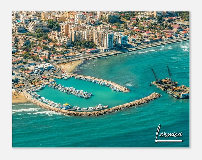 Larnaka Cyprus Poster Wall Art | Larnaka Town Coastal Home Decor | Larnaka Digital Print | Larnaka Horizontal | Larnaka Hanging Travel Photo