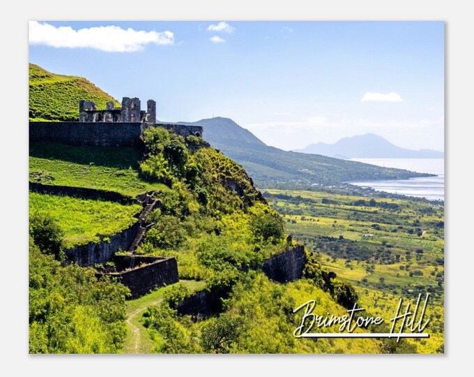 Brimstone Hill Saint Kitts Poster Wall Art | Brimstone Hill Coastline Home Decor Digital Print | Brimstone Hill Horizontal Fortress Photo