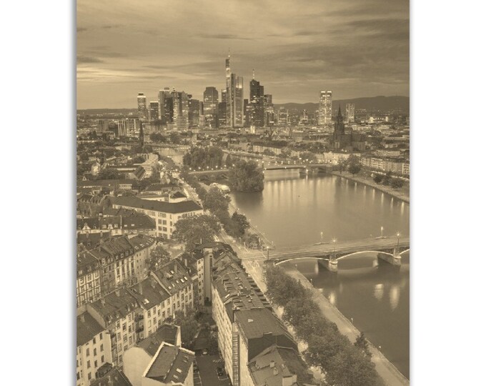 Frankfurt Poster Vintage Germany Print | Retro Frankfurt Sepia Photo Gift | Frankfurt Wall Art Home Decor | Vertical Frankfurt City Photo